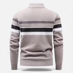 Men's Thick Striped Knit Half-Zip Sweater | Warm, Casual Style for Everyday Wear