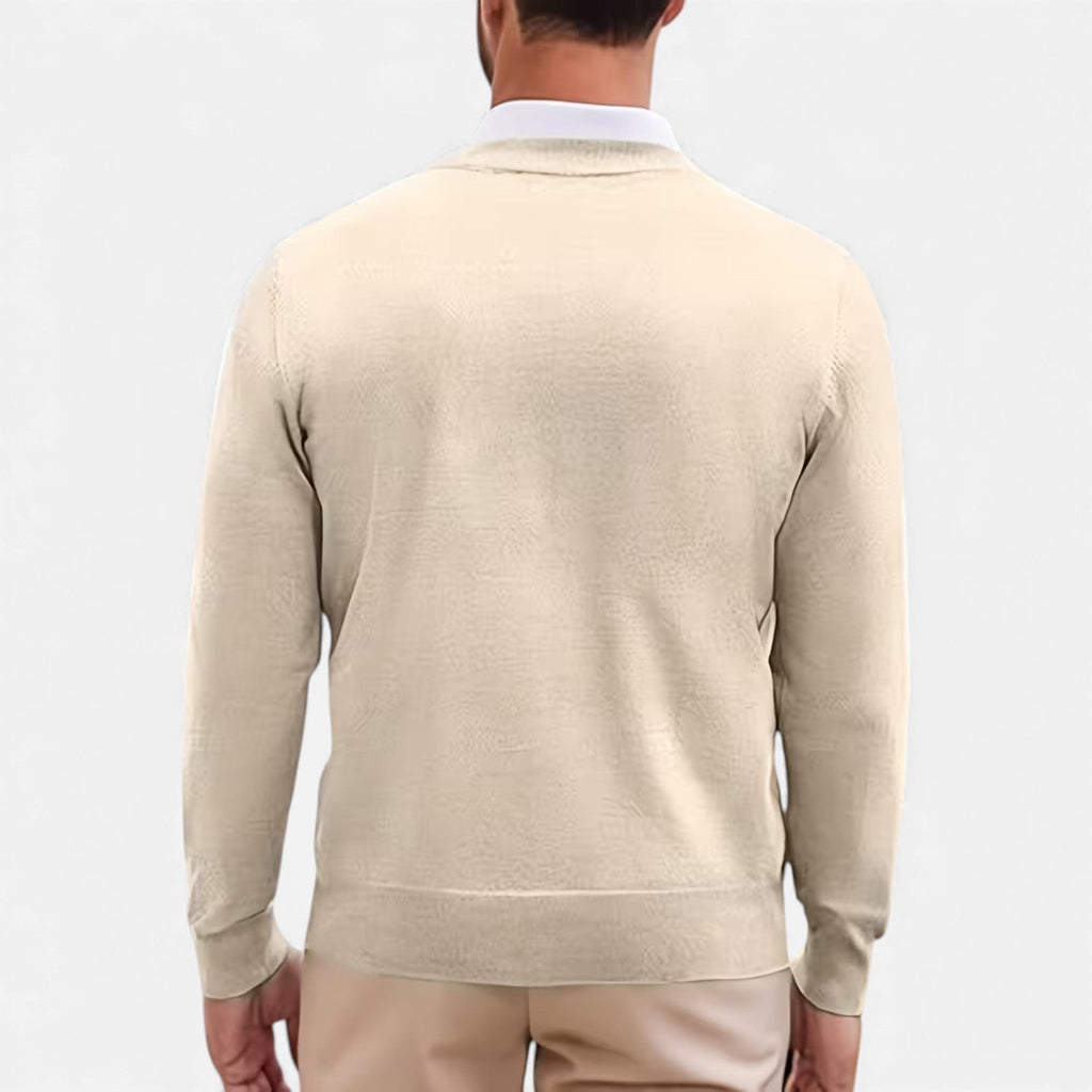 Men’s V-Neck Knit Sweater | Warm Wool Blend | Casual Autumn/Winter Wear