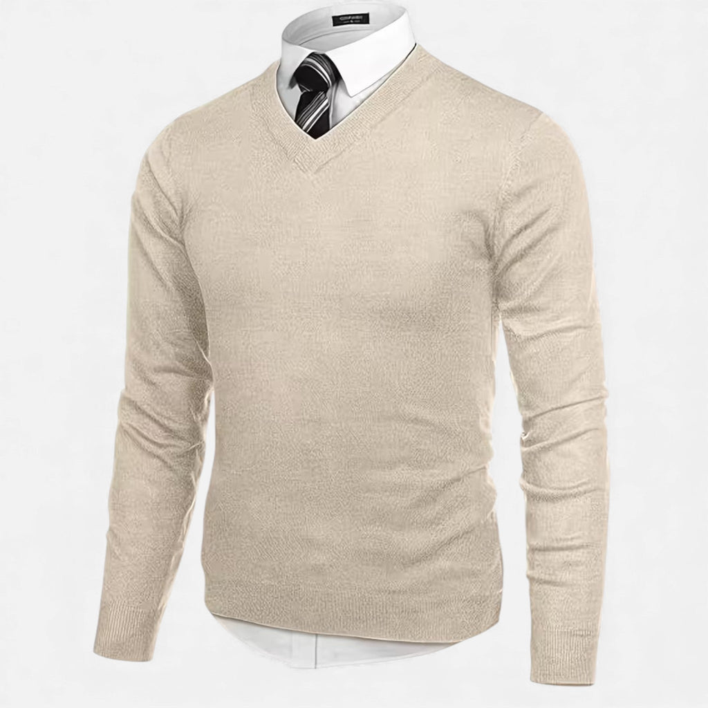 Men’s V-Neck Knit Sweater | Warm Wool Blend | Casual Autumn/Winter Wear