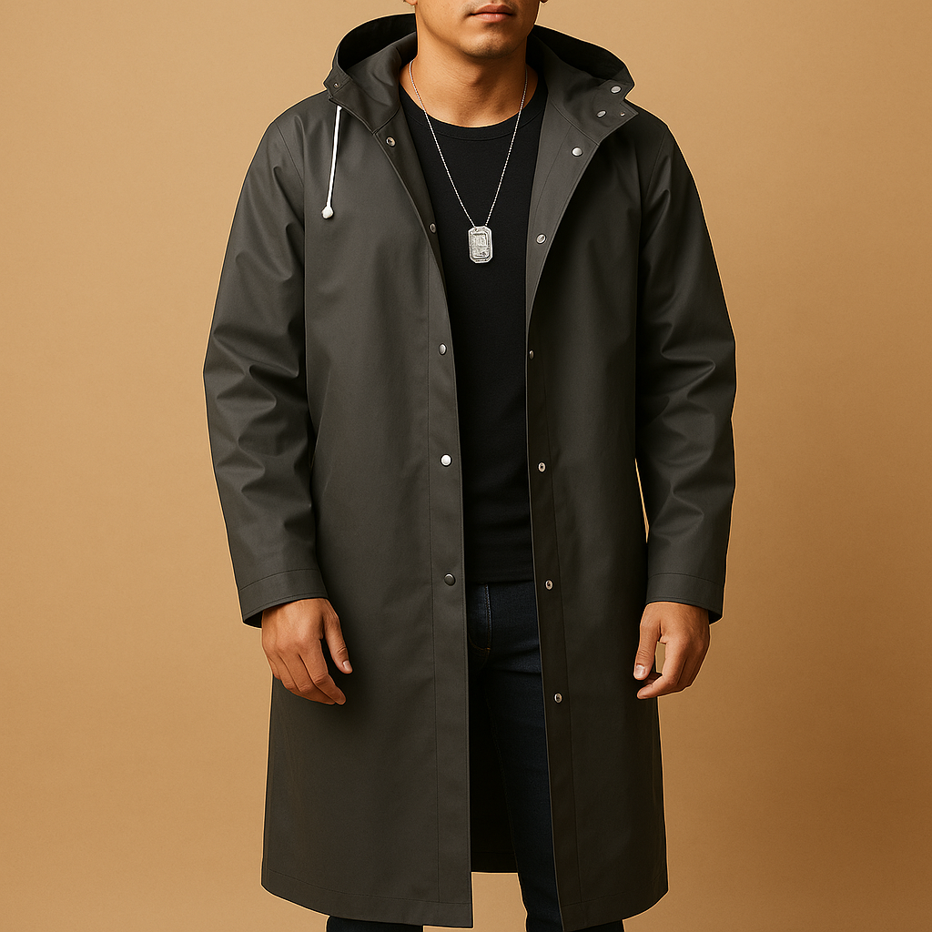 Men's Waterproof Hooded Raincoat - Lined Outdoor Jacket for Hiking and Rainy Weather, Lightweight and Durable