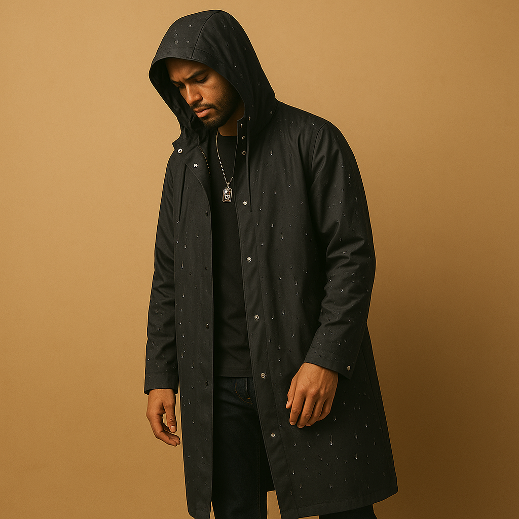 Men's Waterproof Hooded Raincoat - Lined Outdoor Jacket for Hiking and Rainy Weather, Lightweight and Durable