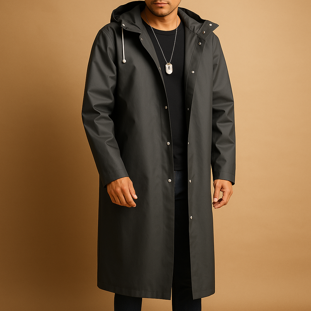 Men's Waterproof Hooded Raincoat - Lined Outdoor Jacket for Hiking and Rainy Weather, Lightweight and Durable