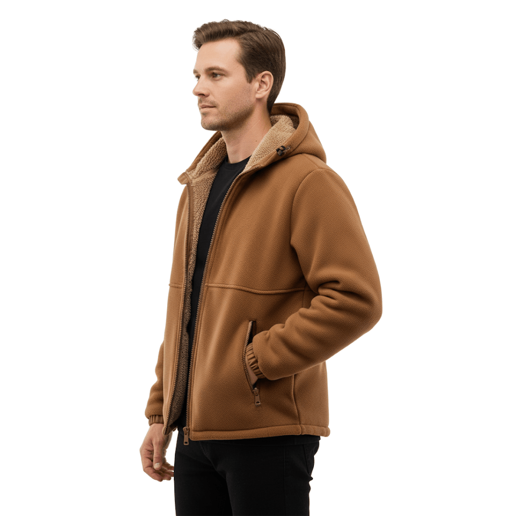 Men's Winter Jacket with Fleece Lining and Hooded Design for Cold Weather Outdoor Activities