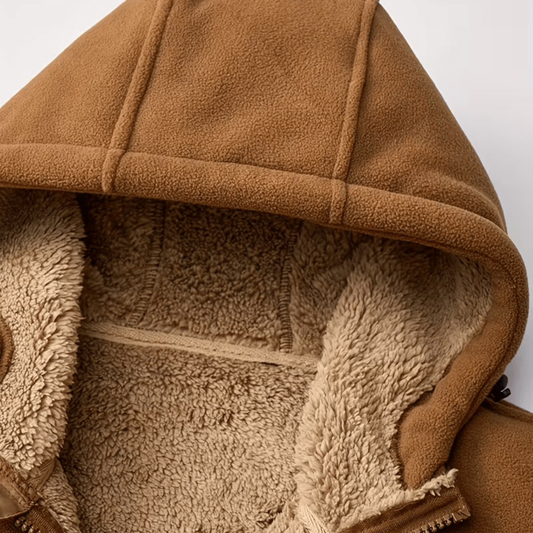 Men's Winter Jacket with Fleece Lining and Hooded Design for Cold Weather Outdoor Activities