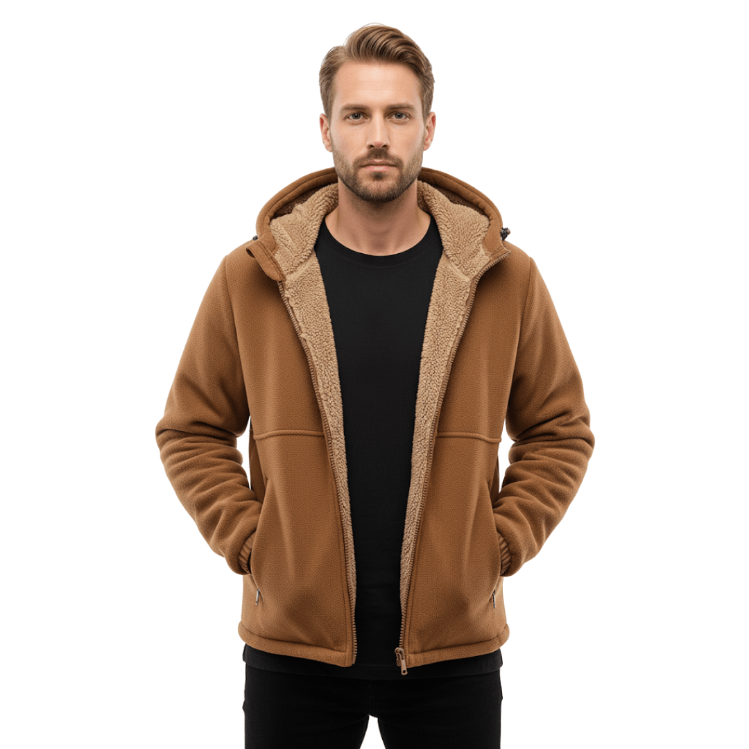 Men's Winter Jacket with Fleece Lining and Hooded Design for Cold Weather Outdoor Activities