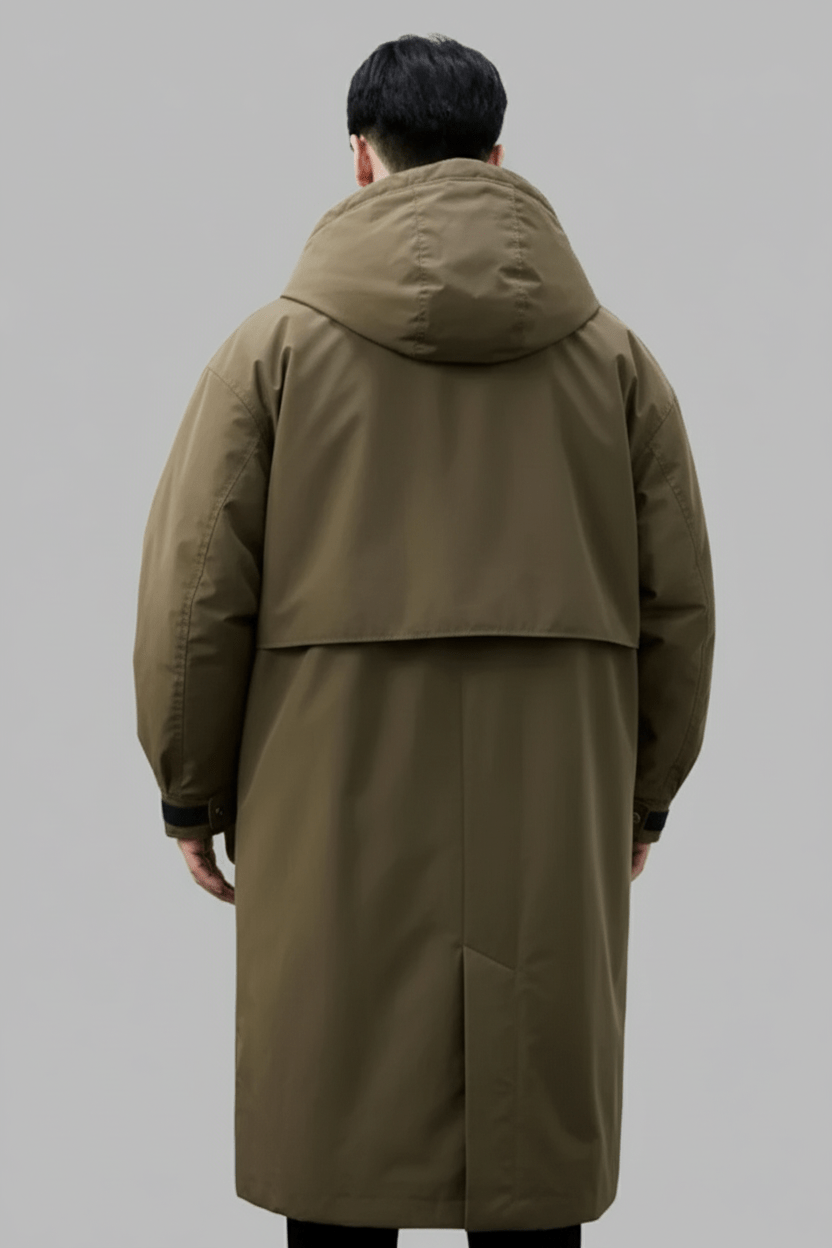 Men's Wool Blend Double-Breasted Trench Coat - Tailored Fit for Stylish Outerwear in Cold Weather