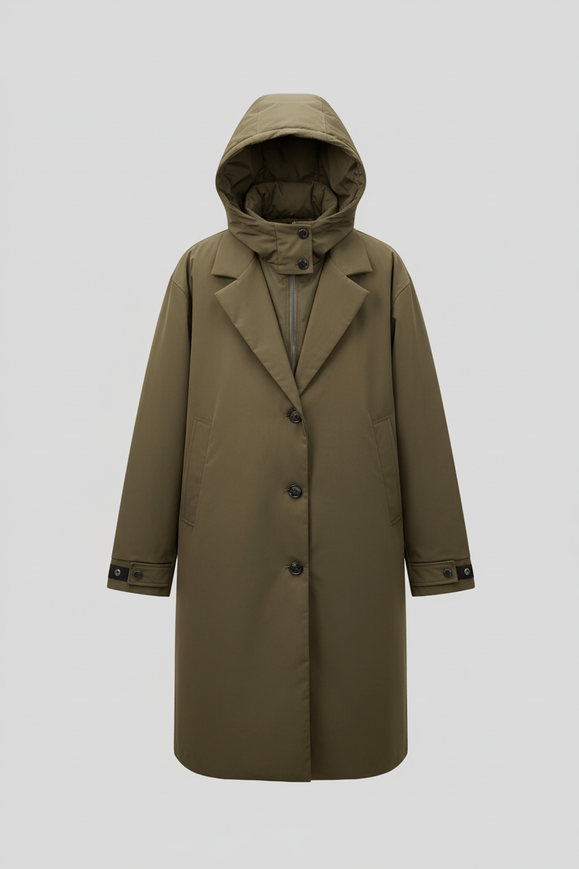 Men's Wool Blend Double-Breasted Trench Coat - Tailored Fit for Stylish Outerwear in Cold Weather