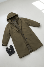 Men's Wool Blend Double-Breasted Trench Coat - Tailored Fit for Stylish Outerwear in Cold Weather