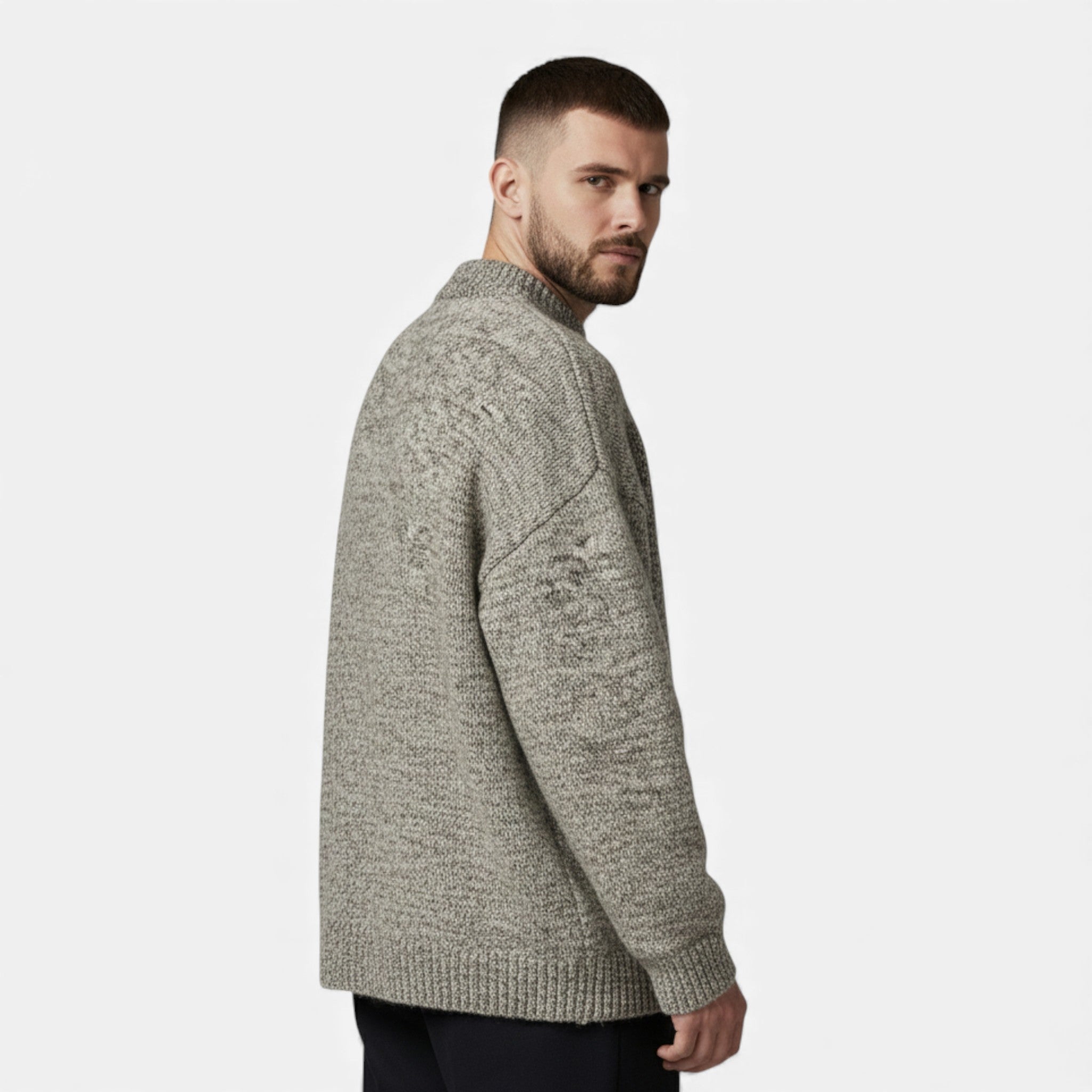 Men's Wool-Effect Crew Neck Sweater | Warm, Casual Knitwear for Everyday Wear