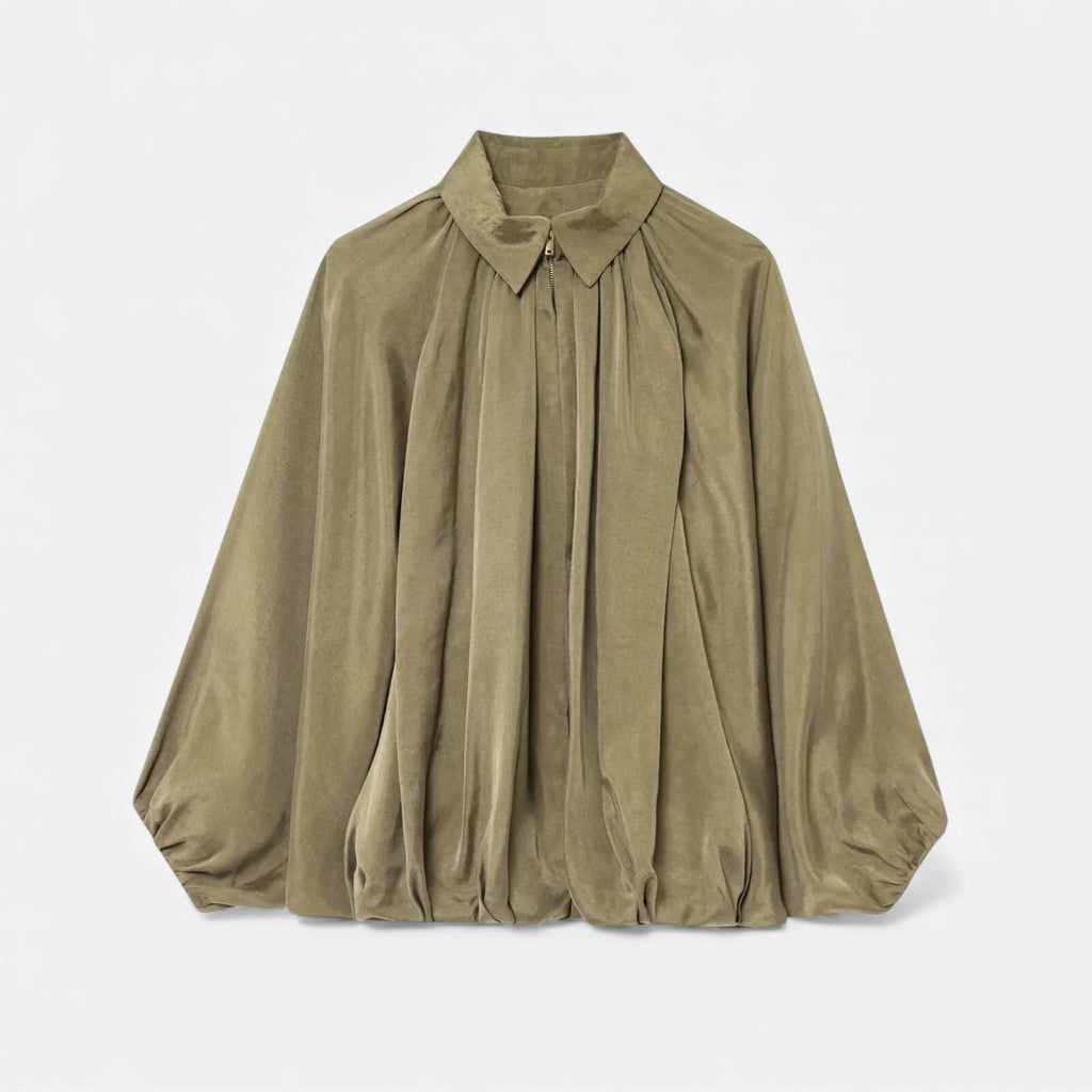 Pleated Lapel Blouse for Women | Lightweight Fabric | Elegant Office Wear or Casual Style