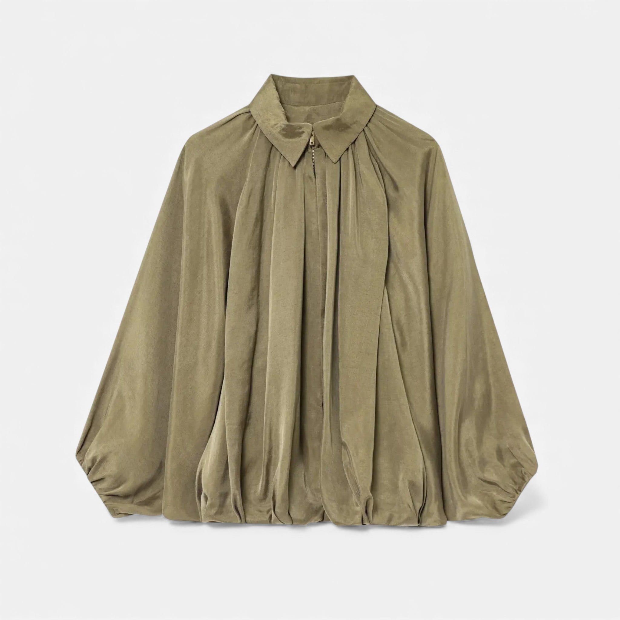 Pleated Lapel Blouse for Women | Lightweight Fabric | Elegant Office Wear or Casual Style