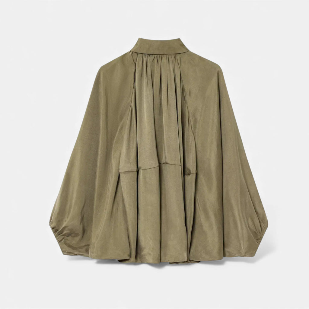 Pleated Lapel Blouse for Women | Lightweight Fabric | Elegant Office Wear or Casual Style