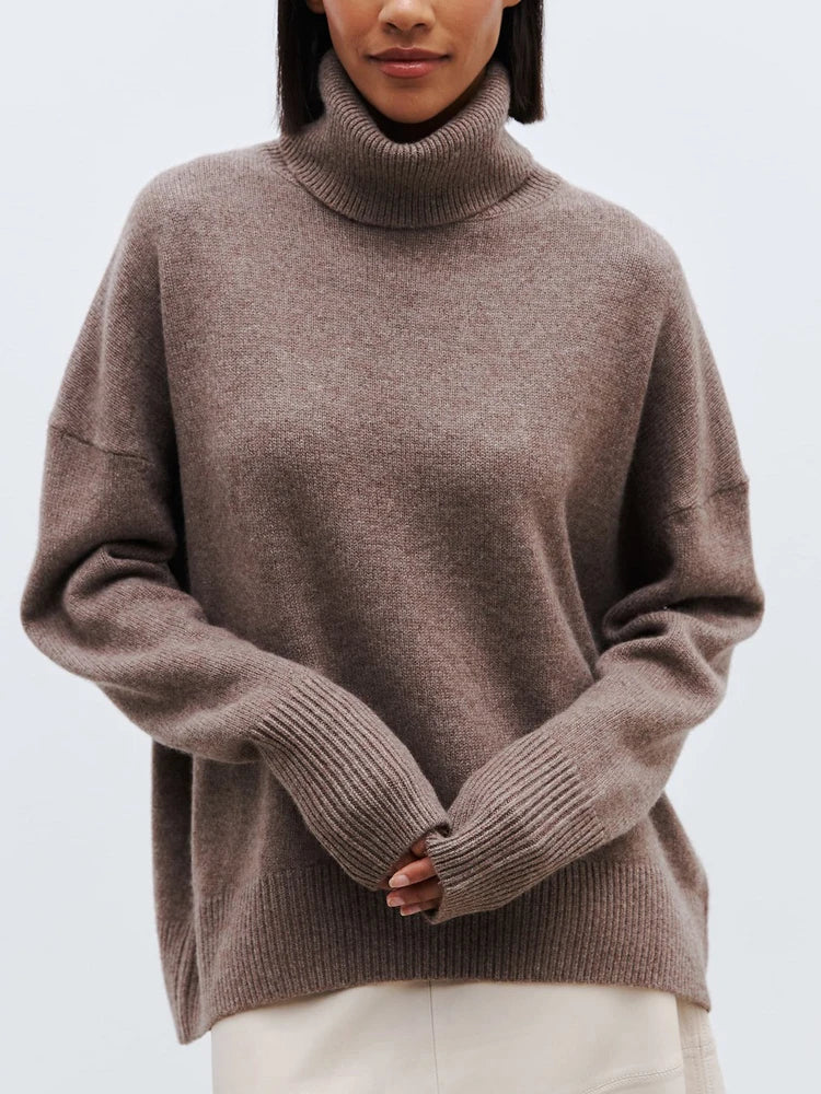 Turtleneck Sweater for Women - Soft Knit Fabric - Casual Style - Perfect for Layering in Fall and Winter