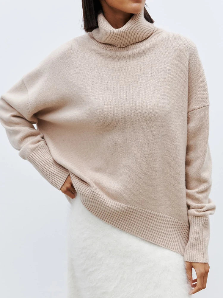 Turtleneck Sweater for Women - Soft Knit Fabric - Casual Style - Perfect for Layering in Fall and Winter