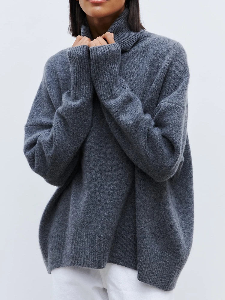 Turtleneck Sweater for Women - Soft Knit Fabric - Casual Style - Perfect for Layering in Fall and Winter