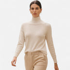 Women's Merino Wool Cashmere Mock-Neck Sweater | Cozy Knitwear for Fall and Winter