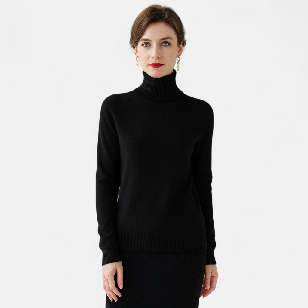 Women's Merino Wool Cashmere Mock-Neck Sweater | Cozy Knitwear for Fall and Winter