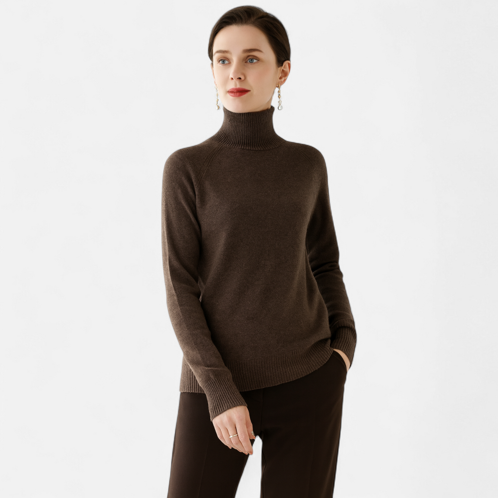 Women's Merino Wool Cashmere Mock-Neck Sweater | Cozy Knitwear for Fall and Winter