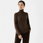 Women's Merino Wool Cashmere Mock-Neck Sweater | Cozy Knitwear for Fall and Winter